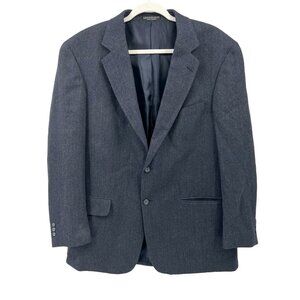Herringbone Blazer Men's Two Button Blue Wool Jacket Sports Coat Size 42 Regular